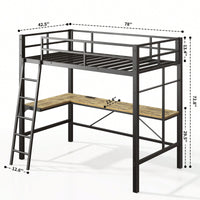 Loft Bed With U Shaped Desk For Space-Saving Home Office And Bedroom Organization