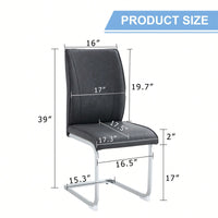 Elegant Dark Gray PU Dining Chairs Set Of 4 With High Resilience And Arched Metal Silver Legs