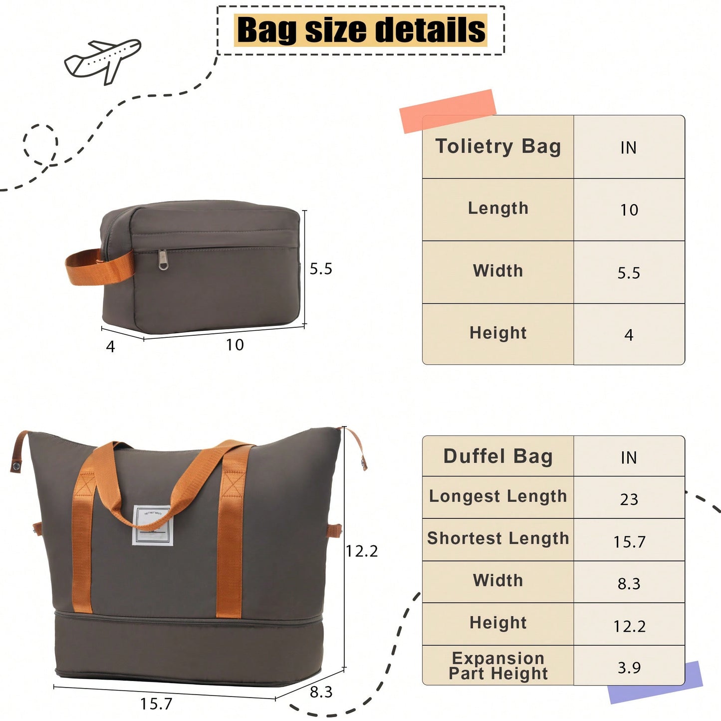 Expandable 3 Piece Softside Luggage Set With Lightweight Spinner Suitcase And Duffel Bag For Travel