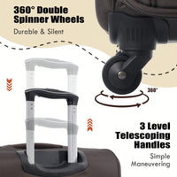 Expandable 3 Piece Softside Luggage Set With Lightweight Spinner Suitcase And Duffel Bag For Travel