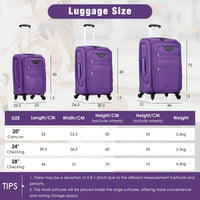 Expandable 3 Piece Softside Luggage Set With Lightweight Spinner Suitcase And Duffel Bag For Travel