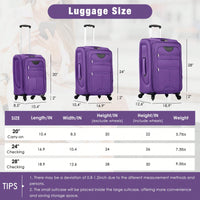 Expandable 3 Piece Softside Luggage Set With Lightweight Spinner Suitcase And Duffel Bag For Travel