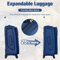 Expandable 3 Piece Softside Luggage Set With Lightweight Spinner Suitcase And Duffel Bag For Travel