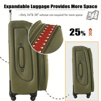 Expandable 3 Piece Softside Luggage Set With Lightweight Spinner Suitcase And Duffel Bag For Travel