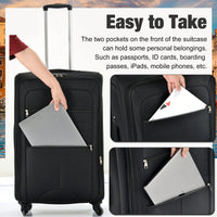 Expandable 3 Piece Softside Luggage Set With Lightweight Spinner Suitcase And Duffel Bag For Travel