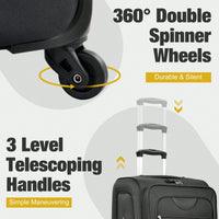 Expandable 3 Piece Softside Luggage Set With Lightweight Spinner Suitcase And Duffel Bag For Travel