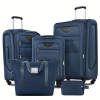 Expandable 3 Piece Softside Luggage Set With Lightweight Spinner Suitcase And Duffel Bag For Travel