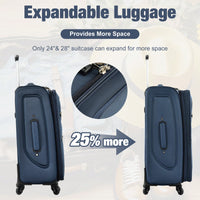 Expandable 3 Piece Softside Luggage Set With Lightweight Spinner Suitcase And Duffel Bag For Travel