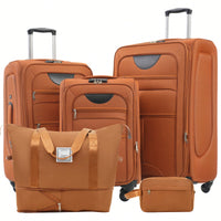 Expandable 3 Piece Softside Luggage Set With Lightweight Spinner Suitcase And Duffel Bag For Travel