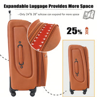 Expandable 3 Piece Softside Luggage Set With Lightweight Spinner Suitcase And Duffel Bag For Travel