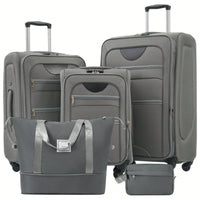 Expandable 3 Piece Softside Luggage Set With Lightweight Spinner Suitcase And Duffel Bag For Travel