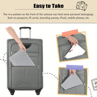 Expandable 3 Piece Softside Luggage Set With Lightweight Spinner Suitcase And Duffel Bag For Travel
