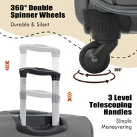 Expandable 3 Piece Softside Luggage Set With Lightweight Spinner Suitcase And Duffel Bag For Travel