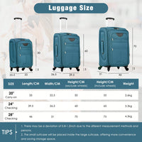 Expandable 3 Piece Softside Luggage Set With Lightweight Spinner Suitcase And Duffel Bag For Travel