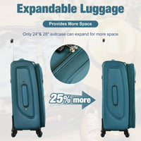 Expandable 3 Piece Softside Luggage Set With Lightweight Spinner Suitcase And Duffel Bag For Travel