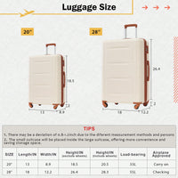 Expandable 2 Piece Lightweight Luggage Set With Spinner Wheels And TSA Lock 20 Inch And 28 Inch Suitcases