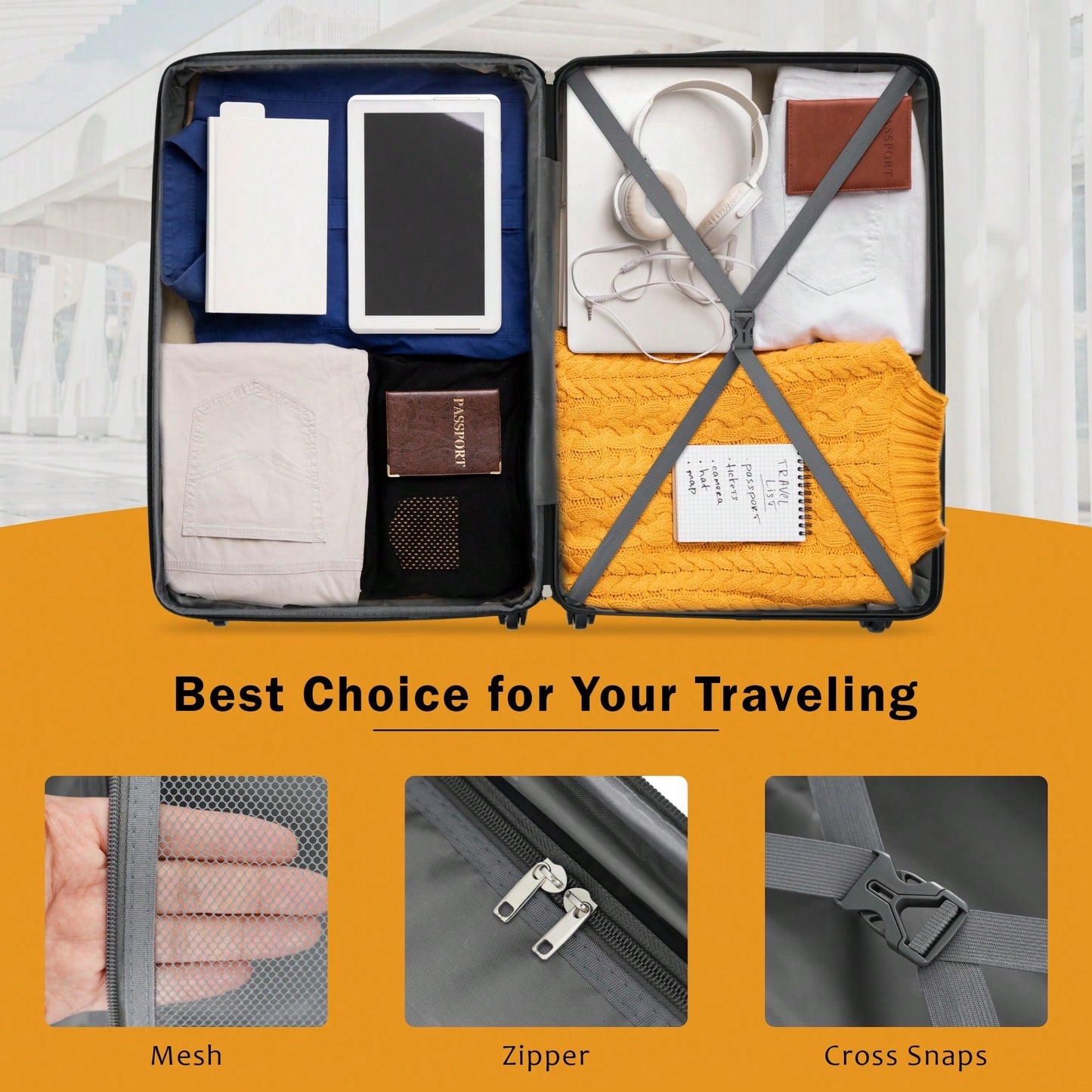Expandable 2 Piece Lightweight Luggage Set With Spinner Wheels And TSA Lock 20 Inch And 28 Inch Suitcases