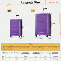 Expandable 2 Piece Lightweight Luggage Set With Spinner Wheels And TSA Lock 20 Inch And 28 Inch Suitcases