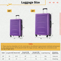 Expandable 2 Piece Lightweight Luggage Set With Spinner Wheels And TSA Lock 20 Inch And 28 Inch Suitcases