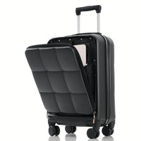 3 Piece Luggage Set 20 Inch With USB Port And Front Opening Design ABS Hard Shell With Spinner Wheels And Cup Holder In Pink