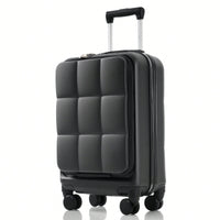 3 Piece Luggage Set 20 Inch With USB Port And Front Opening Design ABS Hard Shell With Spinner Wheels And Cup Holder In Pink