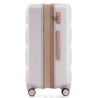 3 Piece Luggage Set 20 Inch With USB Port And Front Opening Design ABS Hard Shell With Spinner Wheels And Cup Holder In Pink