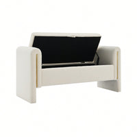 Cozy Upholstered Bed End Bench With Storage And Arms For Living Room Bedroom Dorm Stylish Teddy Grey Footrest And Vanity Stool