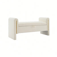 Cozy Upholstered Bed End Bench With Storage And Arms For Living Room Bedroom Dorm Stylish Teddy Grey Footrest And Vanity Stool