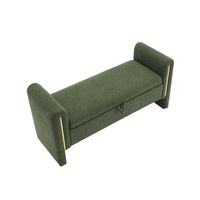Cozy Upholstered Bed End Bench With Storage And Arms For Living Room Bedroom Dorm Stylish Teddy Grey Footrest And Vanity Stool