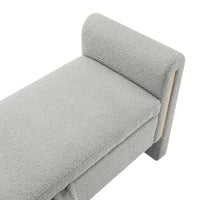 Cozy Upholstered Bed End Bench With Storage And Arms For Living Room Bedroom Dorm Stylish Teddy Grey Footrest And Vanity Stool