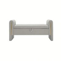 Cozy Upholstered Bed End Bench With Storage And Arms For Living Room Bedroom Dorm Stylish Teddy Grey Footrest And Vanity Stool