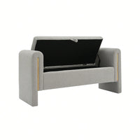 Cozy Upholstered Bed End Bench With Storage And Arms For Living Room Bedroom Dorm Stylish Teddy Grey Footrest And Vanity Stool