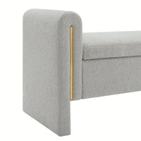 Cozy Upholstered Bed End Bench With Storage And Arms For Living Room Bedroom Dorm Stylish Teddy Grey Footrest And Vanity Stool