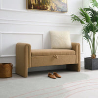 Cozy Upholstered Bed End Bench With Storage And Arms For Living Room Bedroom Dorm Stylish Teddy Grey Footrest And Vanity Stool