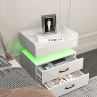 Adjustable LED Strip Light Nightstand With 2 Drawers And Ample Storage For Bedside, Coffee, Sofa, Or Study Desk