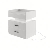 Adjustable LED Strip Light Nightstand With 2 Drawers And Ample Storage For Bedside, Coffee, Sofa, Or Study Desk