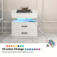 Adjustable LED Strip Light Nightstand With 2 Drawers And Ample Storage For Bedside, Coffee, Sofa, Or Study Desk