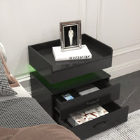 Adjustable LED Strip Light Nightstand With 2 Drawers And Ample Storage For Bedside, Coffee, Sofa, Or Study Desk