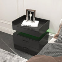 Adjustable LED Strip Light Nightstand With 2 Drawers And Ample Storage For Bedside, Coffee, Sofa, Or Study Desk