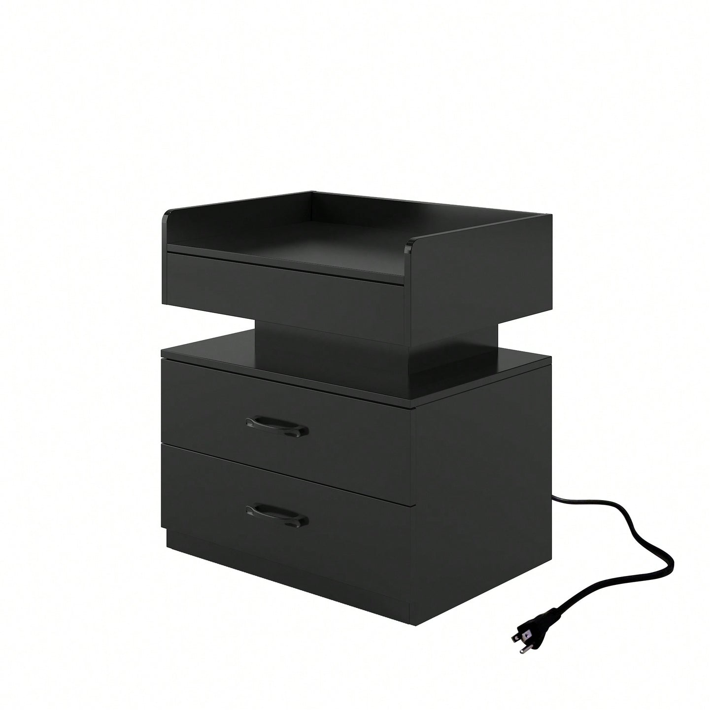 Adjustable LED Strip Light Nightstand With 2 Drawers And Ample Storage For Bedside, Coffee, Sofa, Or Study Desk