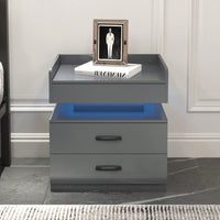 Adjustable LED Strip Light Nightstand With 2 Drawers And Ample Storage For Bedside, Coffee, Sofa, Or Study Desk