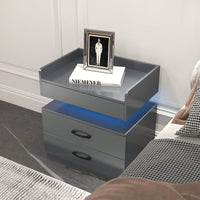 Adjustable LED Strip Light Nightstand With 2 Drawers And Ample Storage For Bedside, Coffee, Sofa, Or Study Desk