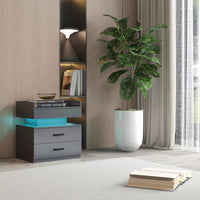 Adjustable LED Strip Light Nightstand With 2 Drawers And Ample Storage For Bedside, Coffee, Sofa, Or Study Desk