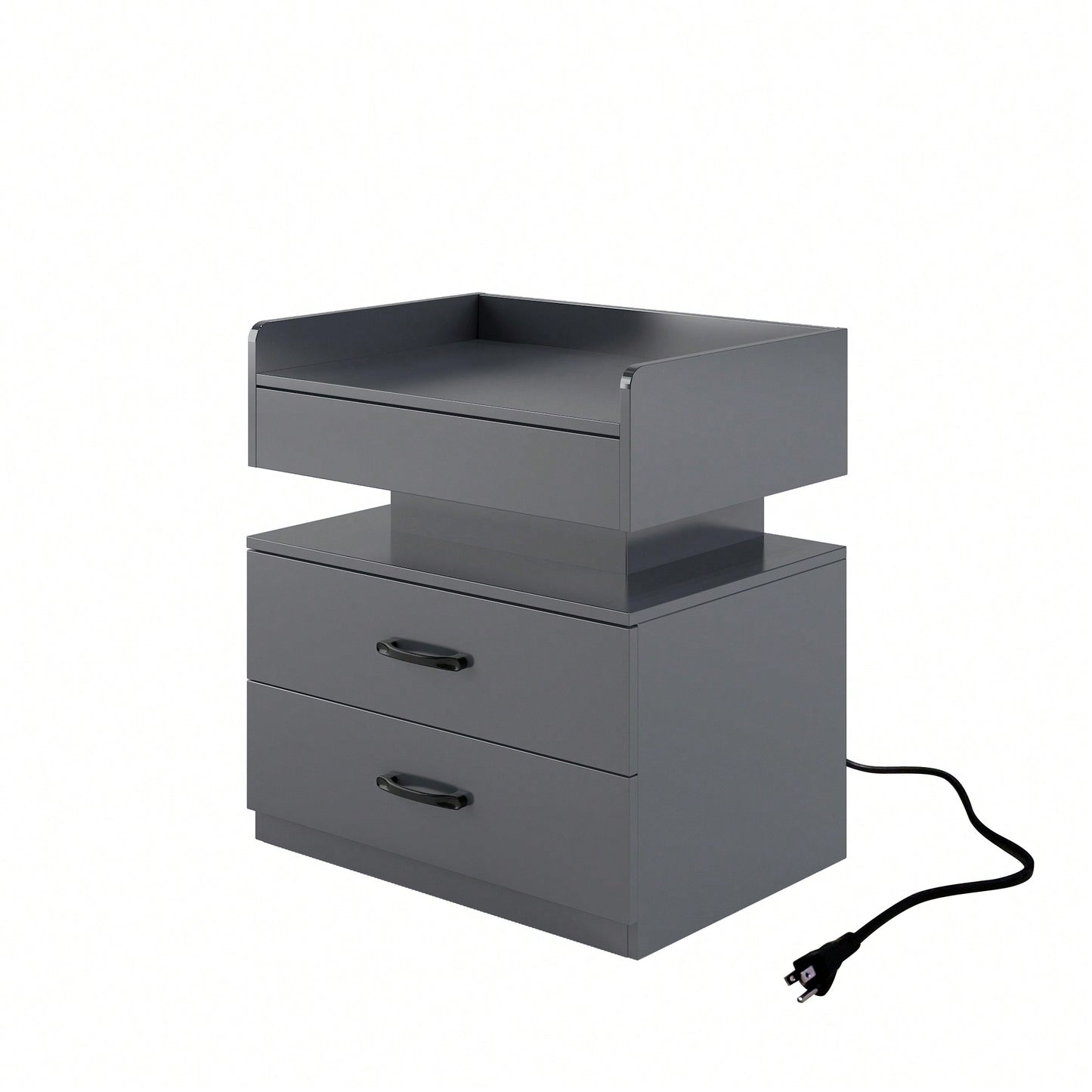 Adjustable LED Strip Light Nightstand With 2 Drawers And Ample Storage For Bedside, Coffee, Sofa, Or Study Desk