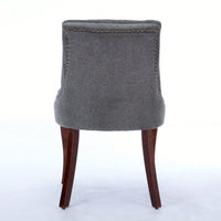 Double Layer Cushioned Chenille Upholstered Dining Chairs Set of 2 Mid Back Curved Solid Wood Legs Living Room Dining Room Beige