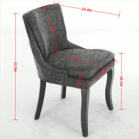 Double Layer Cushioned Chenille Upholstered Dining Chairs Set of 2 Mid Back Curved Solid Wood Legs Living Room Dining Room Beige