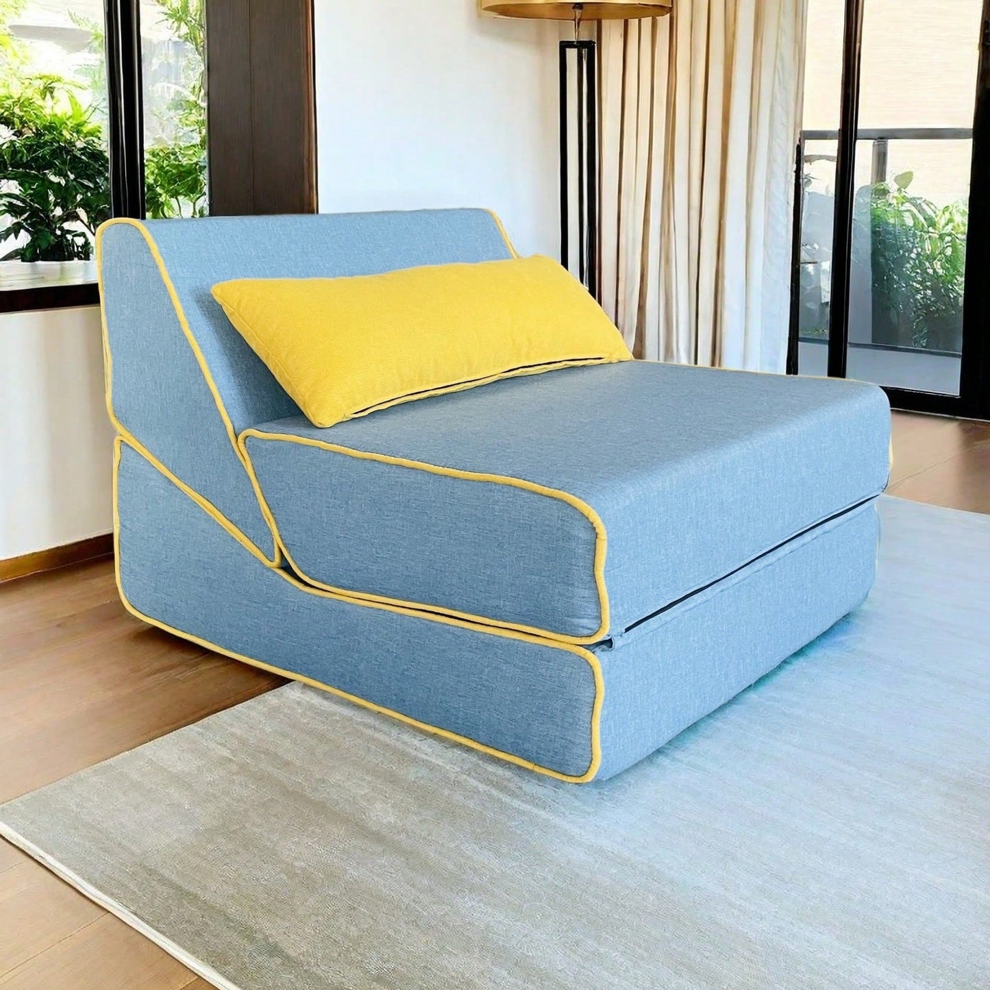 Versatile 3-In-1 Folding Sofa Bed For Living Room And Outdoor Use, Easy To Carry And Convert