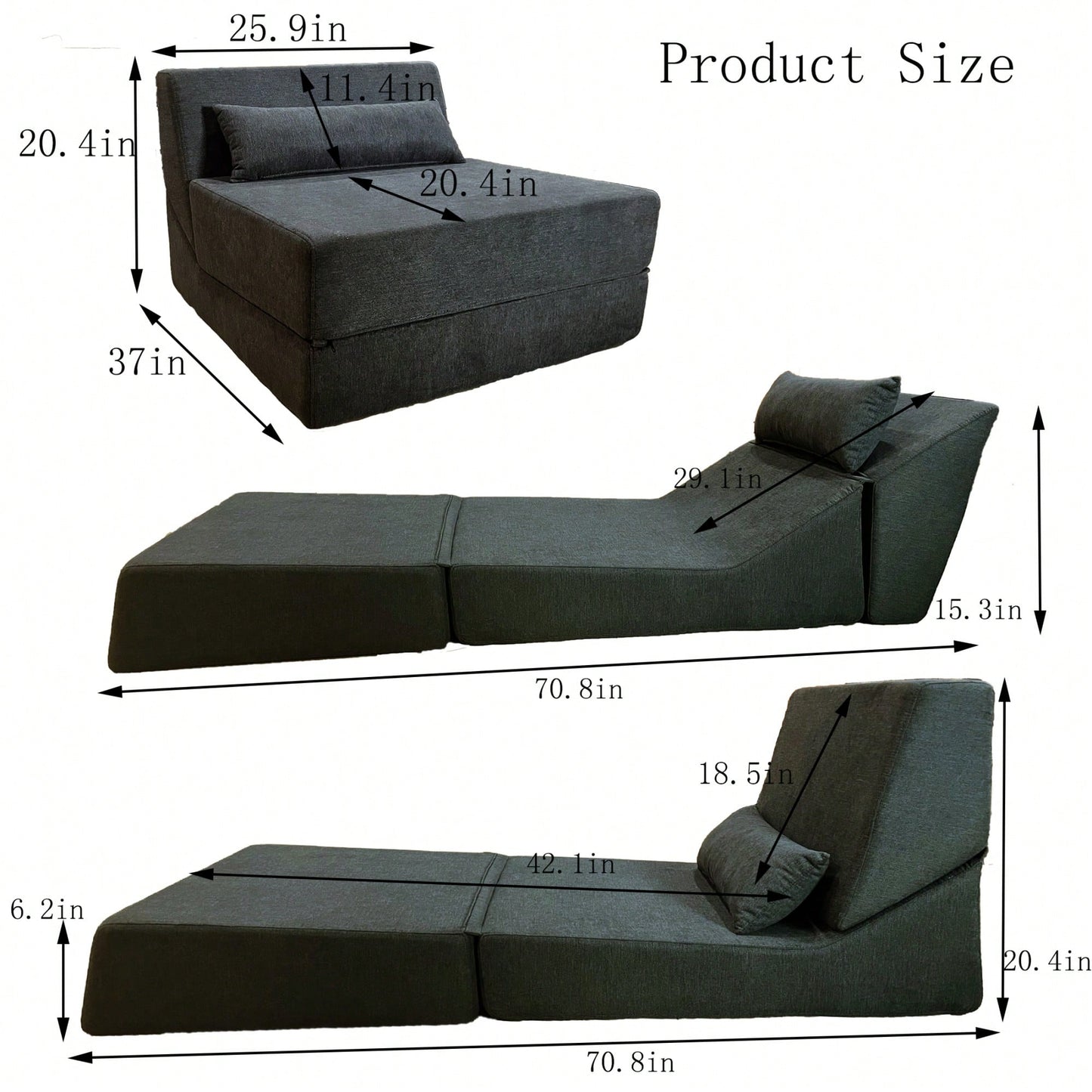 Versatile 3-In-1 Folding Sofa Bed For Living Room And Outdoor Use, Easy To Carry And Convert