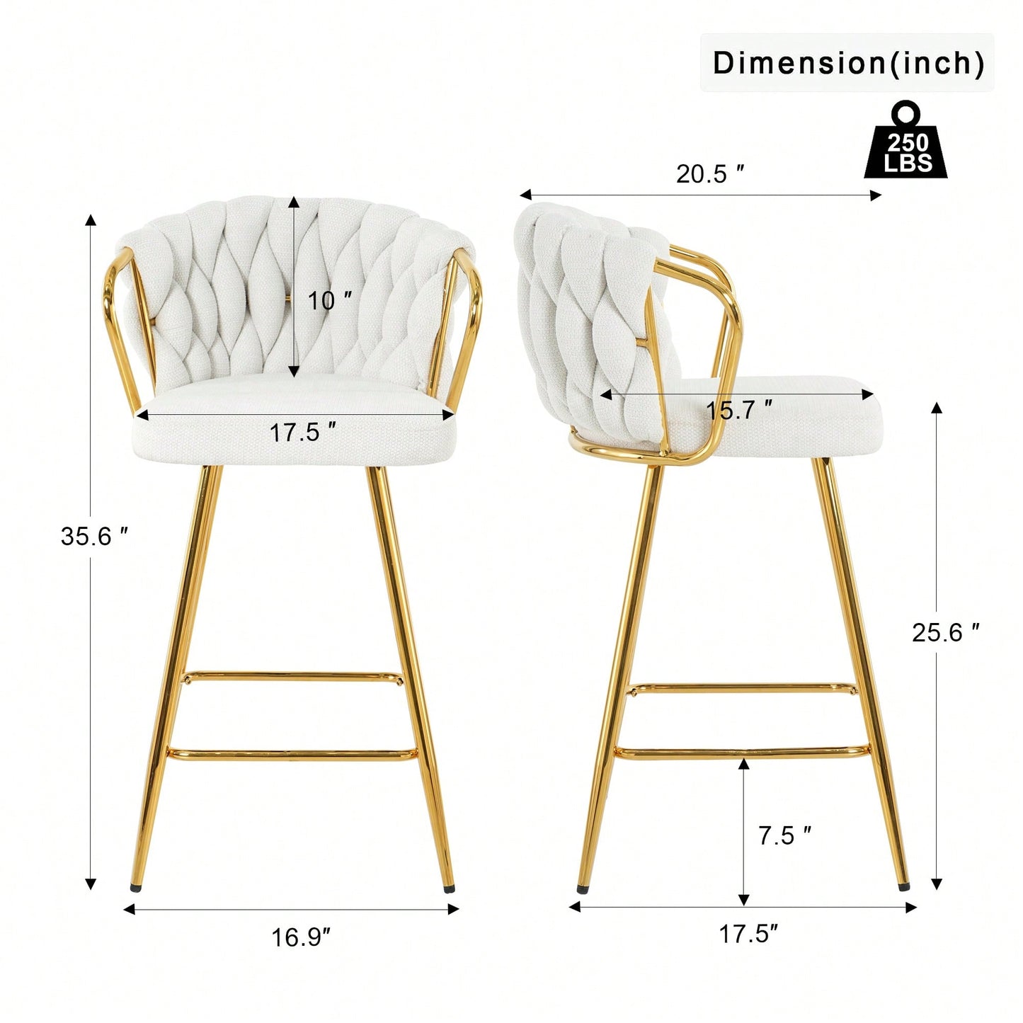 Modern High Stool With Gold Plated Legs Dark Grey Linen Bar Chairs For Kitchen Dining Cafe Restaurant Set Of 2