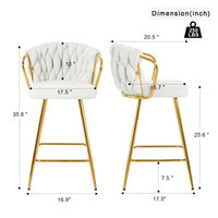 Modern High Stool With Gold Plated Legs Dark Grey Linen Bar Chairs For Kitchen Dining Cafe Restaurant Set Of 2